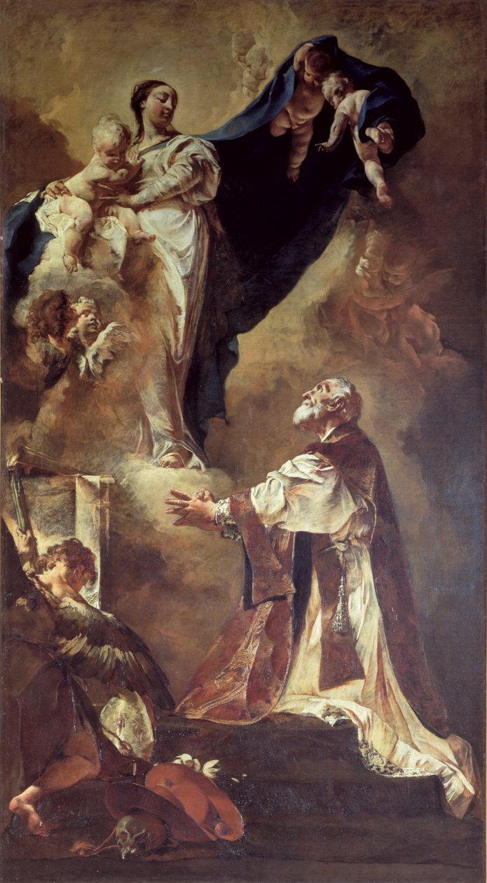 Panna a dítě se zjevují sv. Filipu Nerimu, 1725-26 od Giovanni Battista Piazzetta