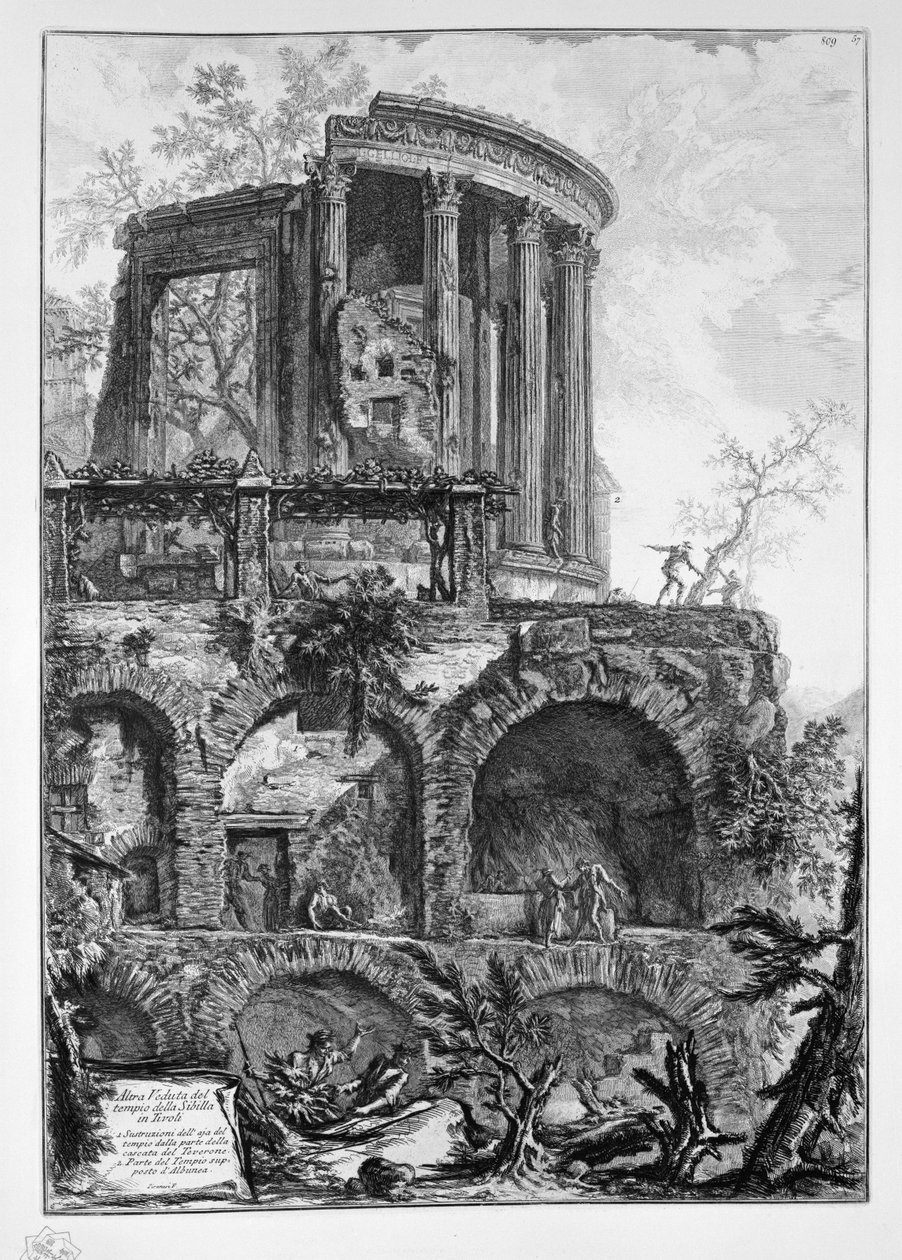 Další pohled na Sibylin chrám v Tivoli od Giovanni Battista Piranesi