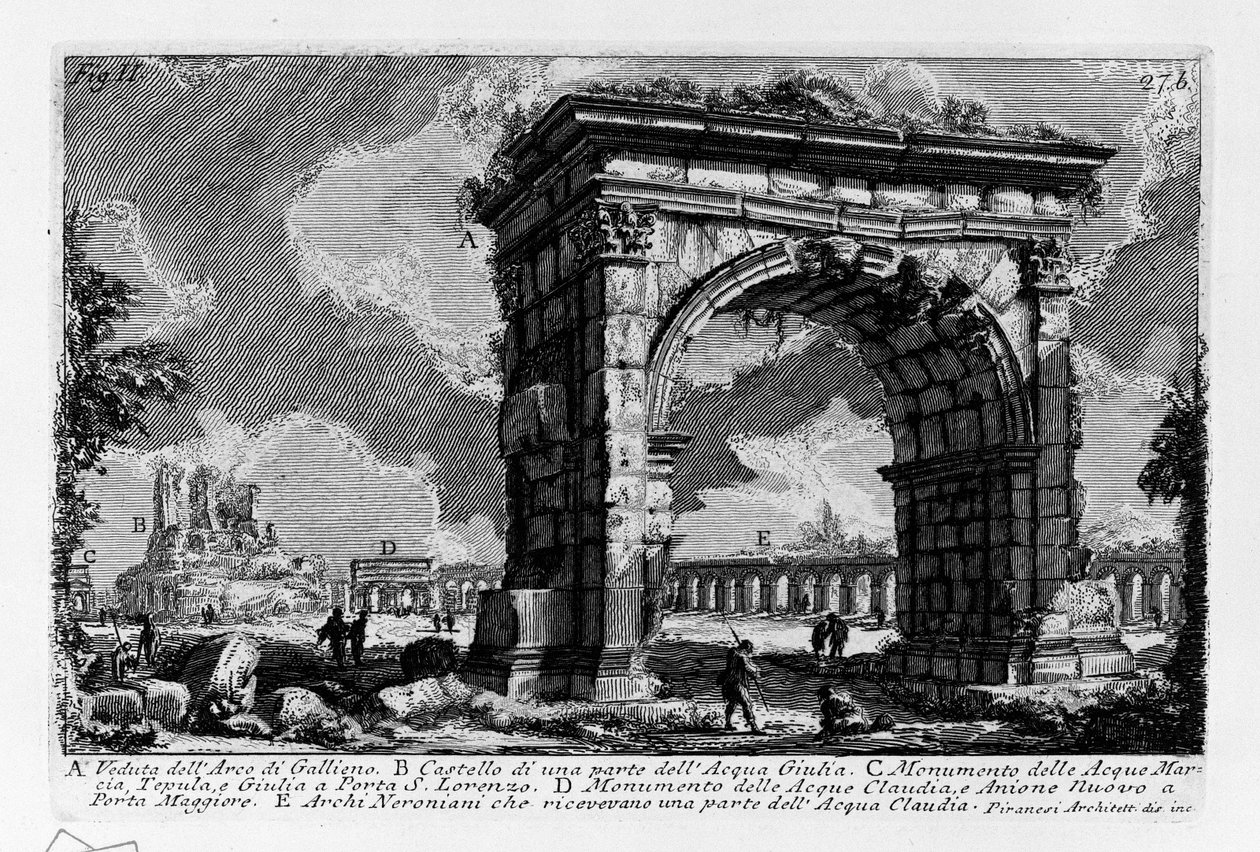 Gallienův oblouk od Giovanni Battista Piranesi