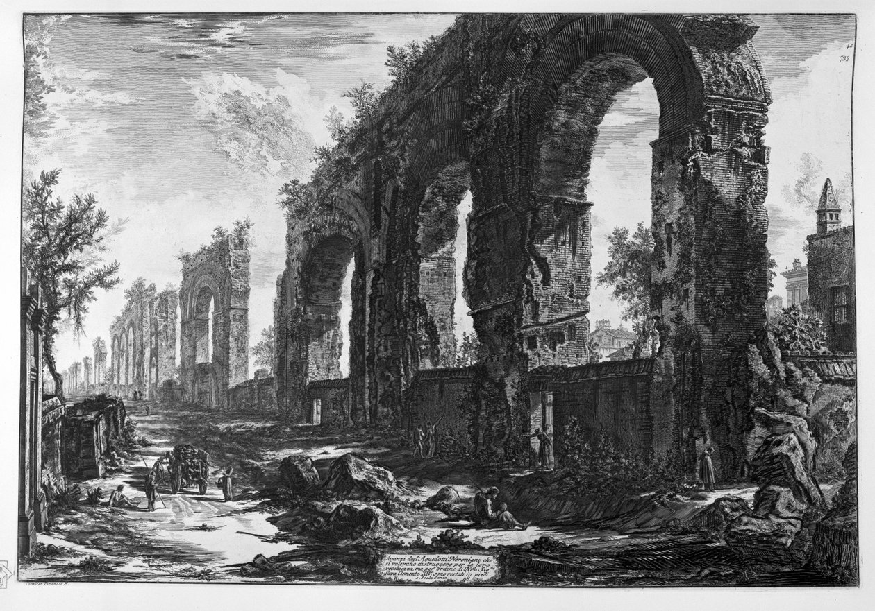 Pozůstatky neronských akvaduktů od Giovanni Battista Piranesi