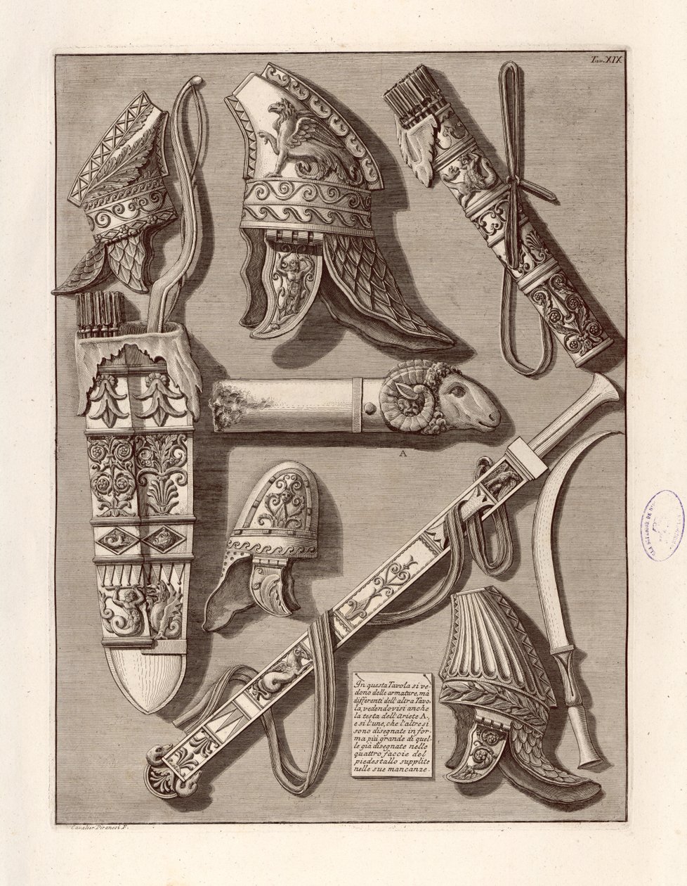 V této desce vidíme nějaké brnění od Giovanni Battista Piranesi