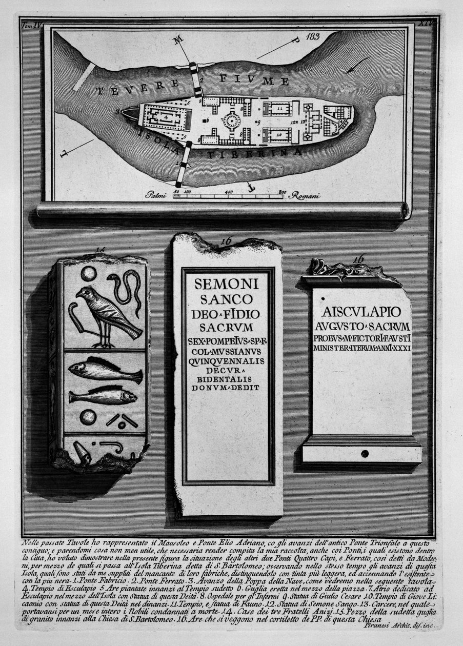 Ostrov Tibera od Giovanni Battista Piranesi