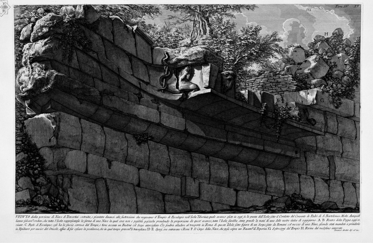 Ostrov Tibera od Giovanni Battista Piranesi