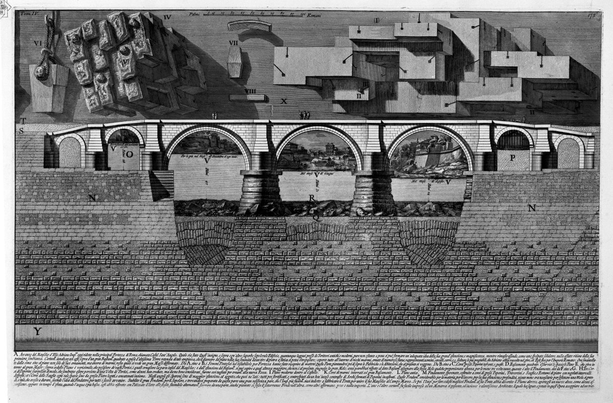 Mauzoleum of Hadrian (part of tav.) od Giovanni Battista Piranesi