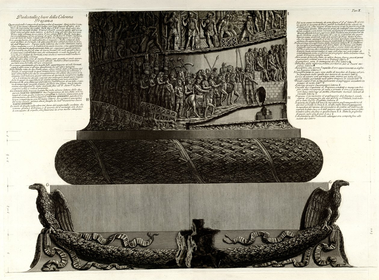 Podstavec a základna Trajanova sloupu od Giovanni Battista Piranesi
