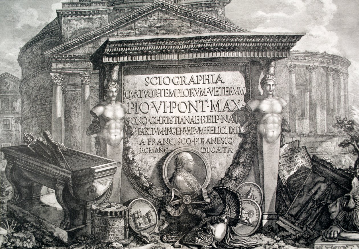 Deska LXXIII-IV Capriccio architektonických ruin a starožitností, ilustrace ke kapitole nazvané 