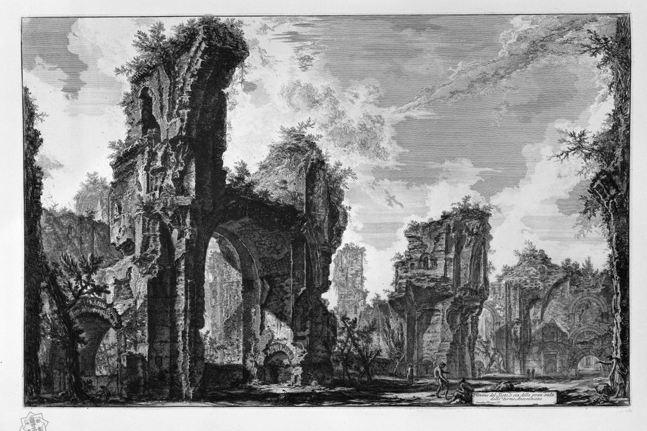 Ruiny Sisto nebo obě velké síně Antoninianských lázní od Giovanni Battista Piranesi