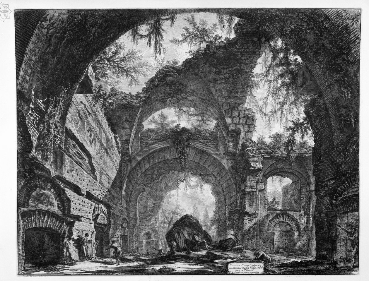 Ruiny Galerie soch v Hadriánově vile v Tivoli od Giovanni Battista Piranesi