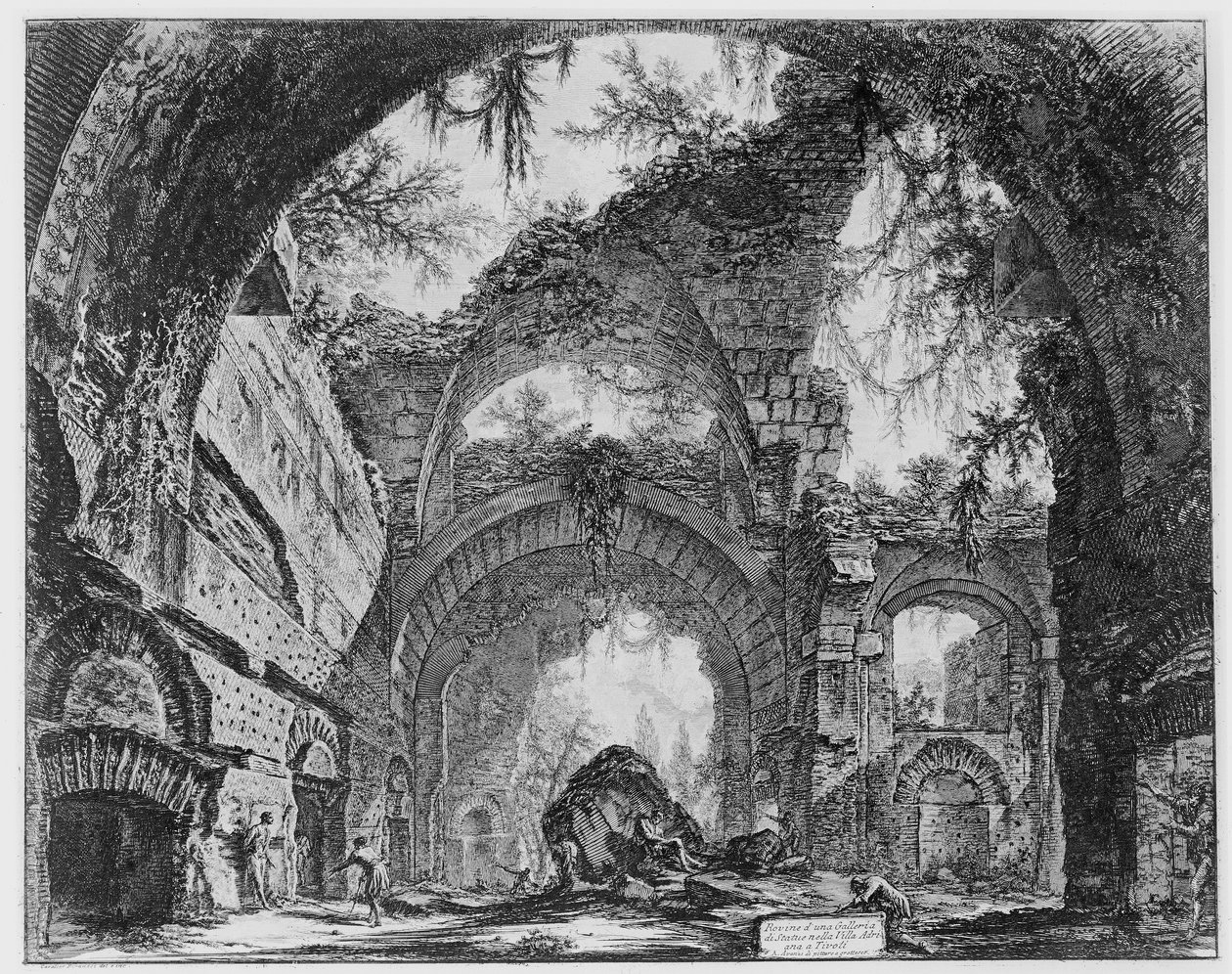 Zničená galerie vily Adriana v Tivoli od Giovanni Battista Piranesi