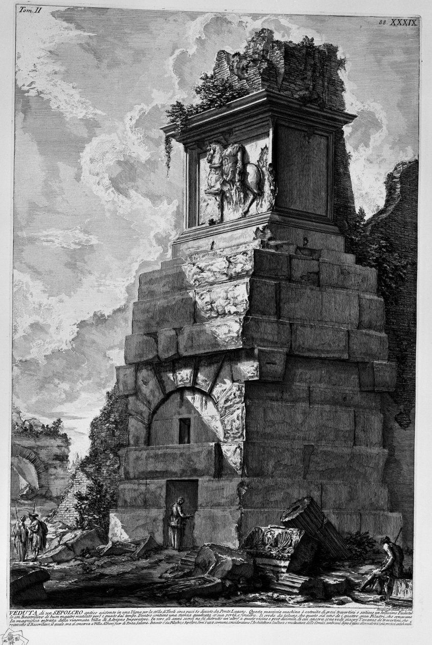 Hrob na Via Tiburtina poblíž Ponte Lugano od Giovanni Battista Piranesi