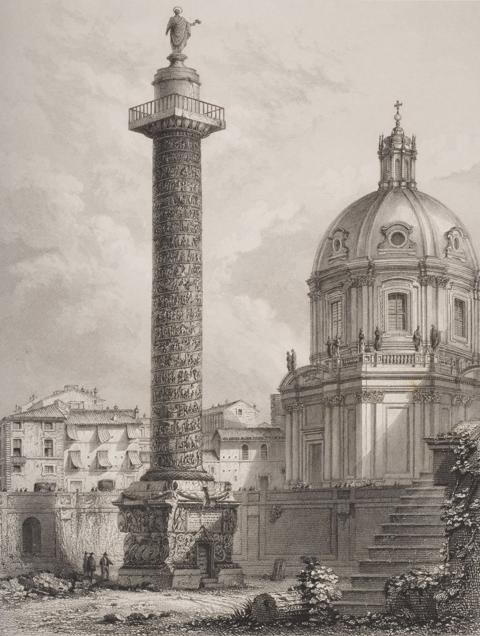 Trajánův sloup, Řím, vyryl A. Willmore od Giovanni Battista Piranesi