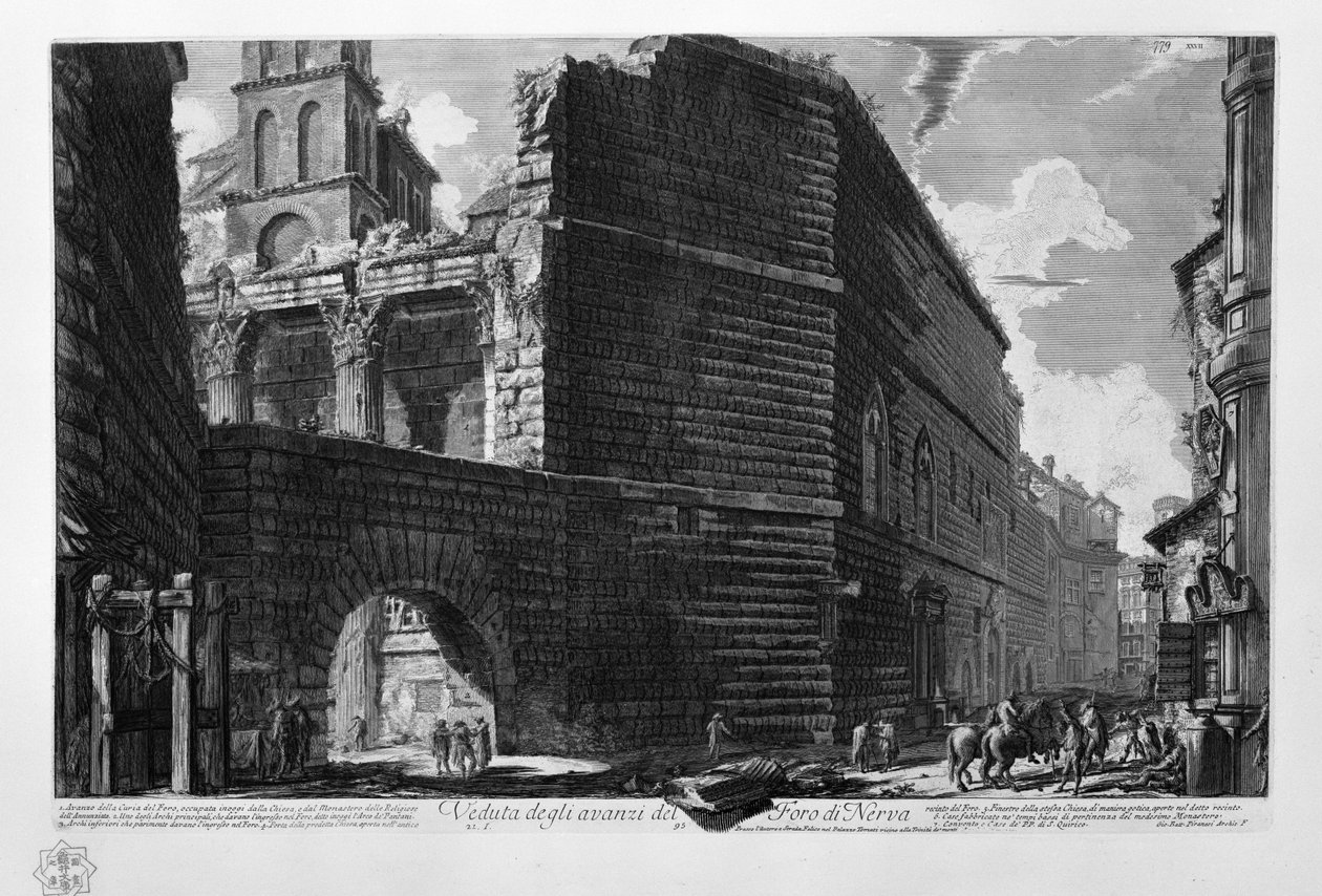Pohled na pozůstatky fóra Nerva od Giovanni Battista Piranesi