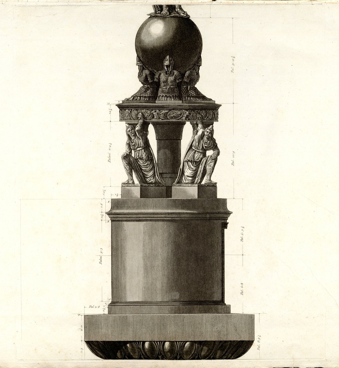 Pohled na hlavní fasádu Trajanova sloupu od Giovanni Battista Piranesi