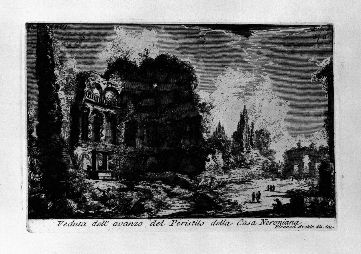 Pohled na pozůstatky peristylu neronského domu od Giovanni Battista Piranesi