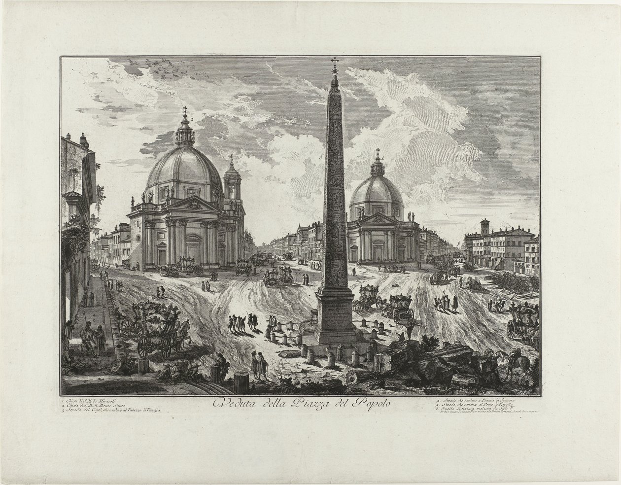 Pohled na náměstí Piazza del Popolo od Giovanni Battista Piranesi