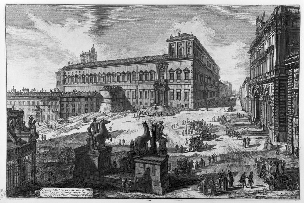 Pohled na náměstí Monte Cavallo od Giovanni Battista Piranesi