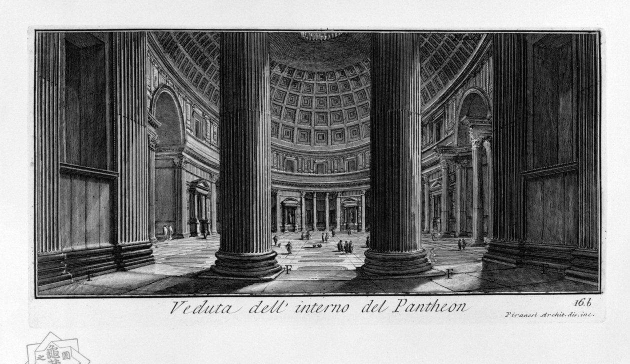 Pohled do interiéru Pantheonu od Giovanni Battista Piranesi