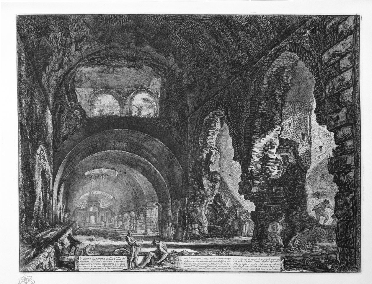 Vnitřní pohled na vilu Maecenas od Giovanni Battista Piranesi