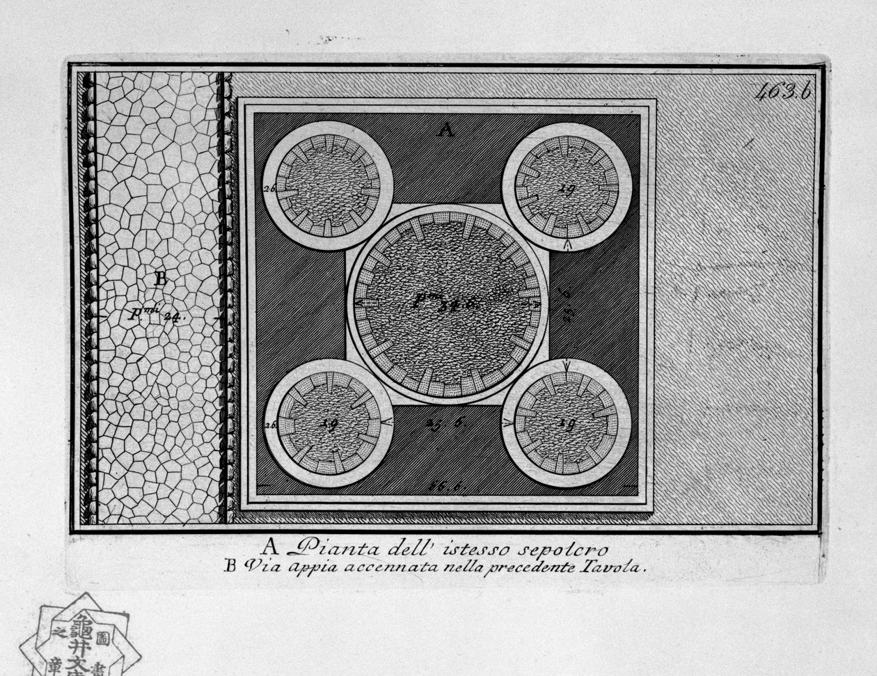 Via Appia, hrob v Albano Laziale od Giovanni Battista Piranesi