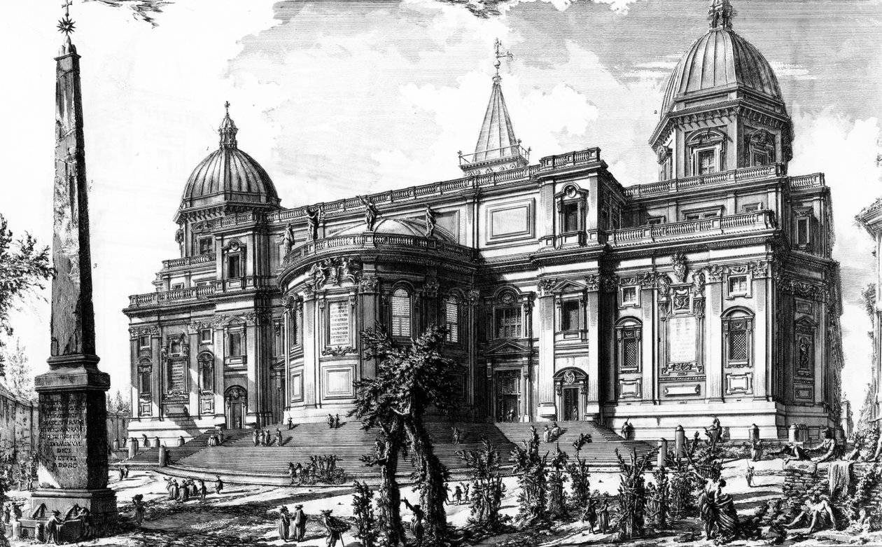 Pohled na zadní fasádu Santa Maria Maggiore, ze série „Pohledy na Řím“, kolem roku 1760 od Giovanni Battista Piranesi