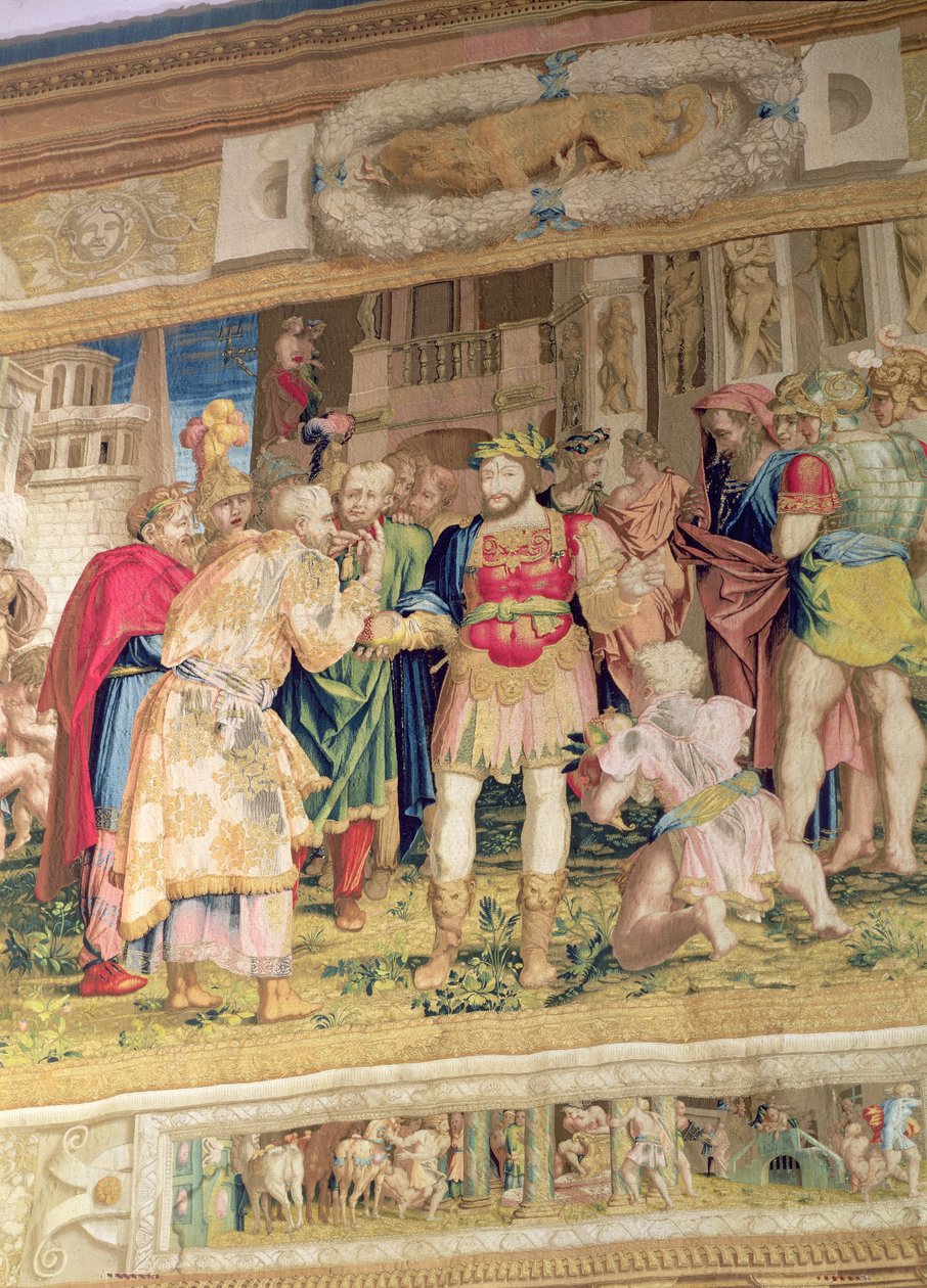 Sjednocení států, detail Františka I. Francouzského (1494-1547) (tapiserie) od Giovanni Battista Rosso Fiorentino