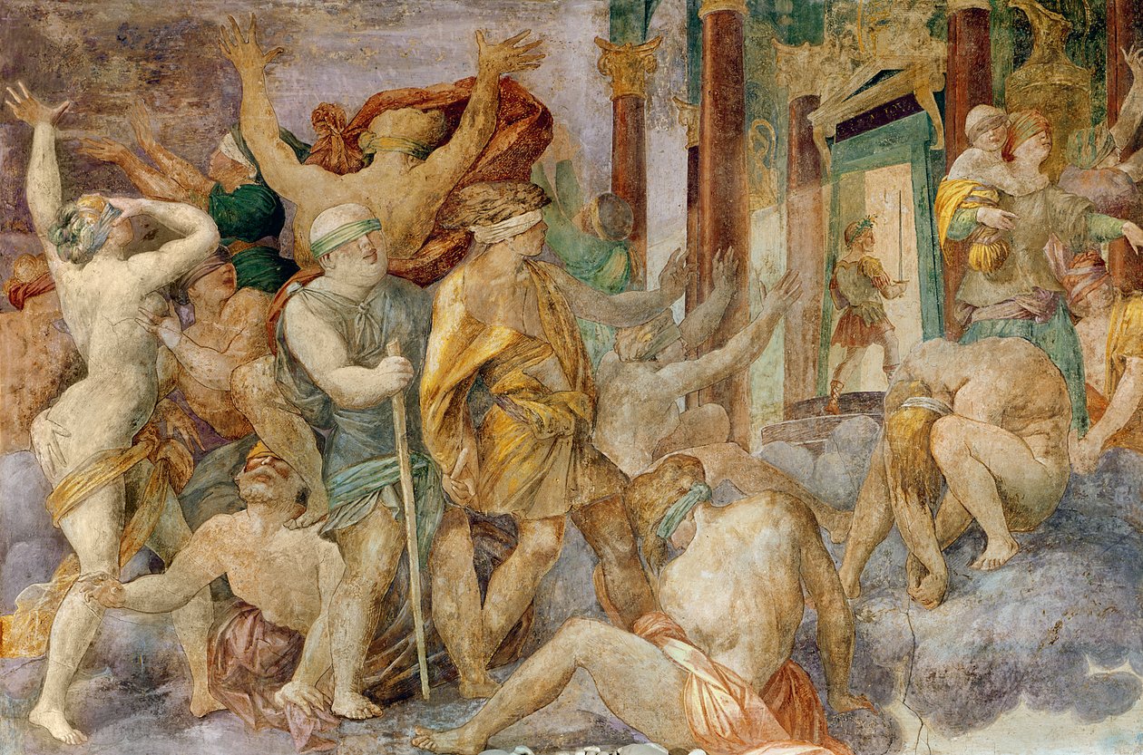 František I. vyhání Neřesti a vstupuje do Jupiterova chrámu, kolem 1522-40 od Giovanni Battista Rosso Fiorentino