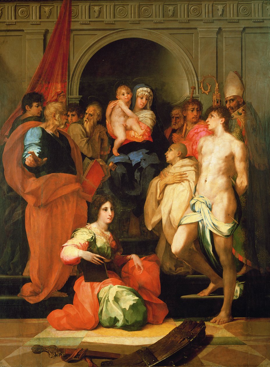 Madonna na trůn s deseti svatými od Giovanni Battista Rosso Fiorentino