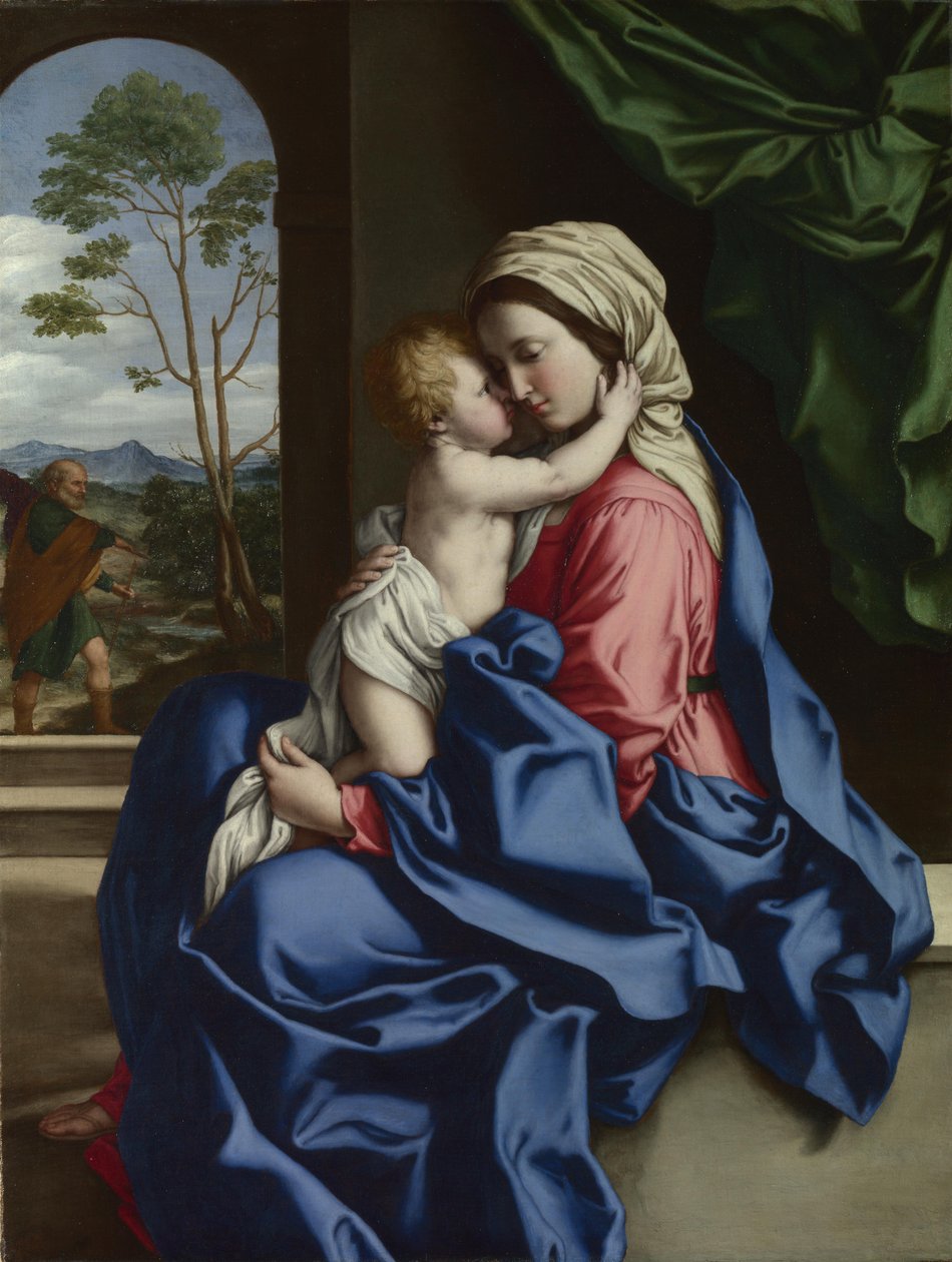 Panna a dítě v objetí od Giovanni Battista Salvi da Sassoferrato
