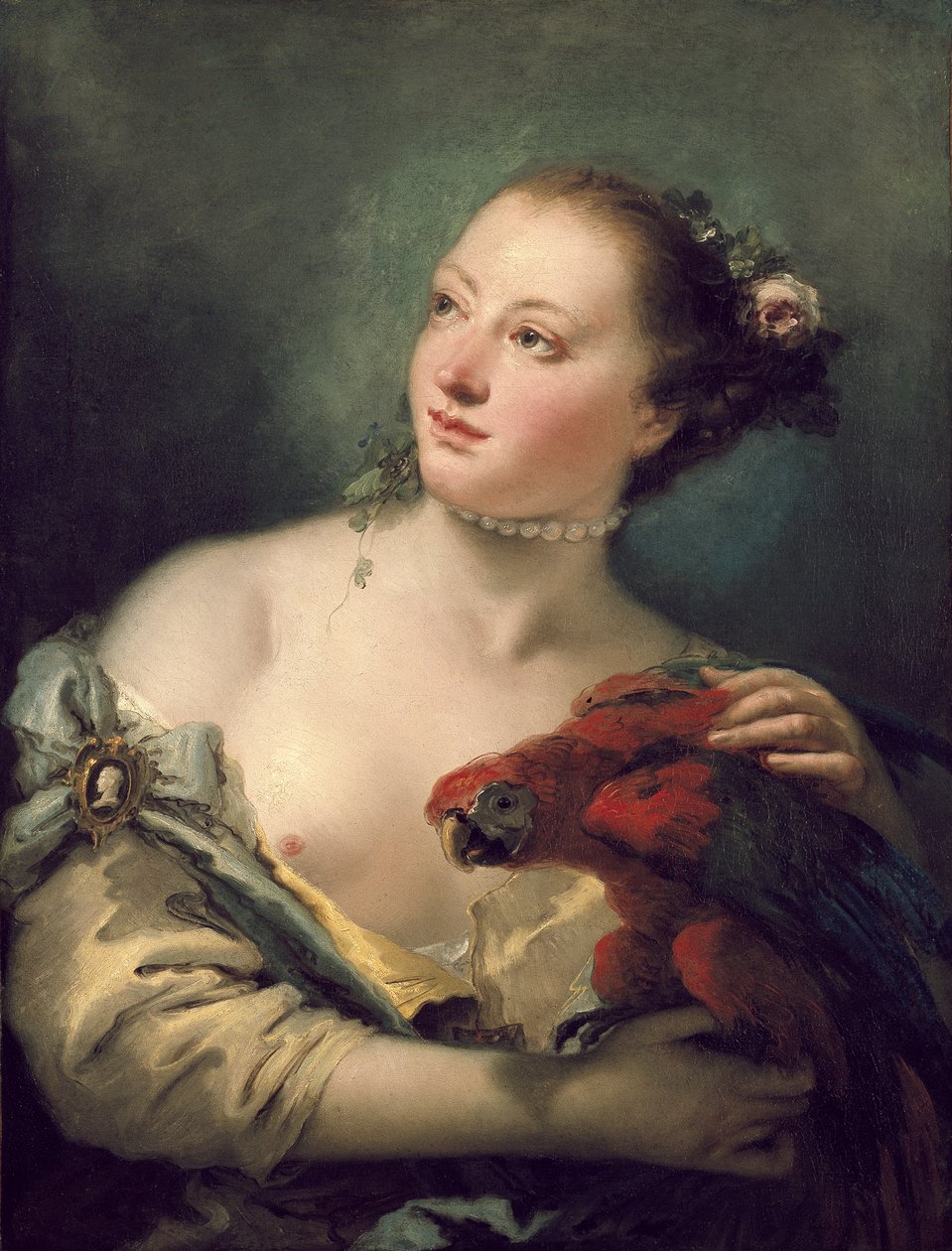 Mladá žena s papouškem, 18. století od Giovanni Battista Tiepolo