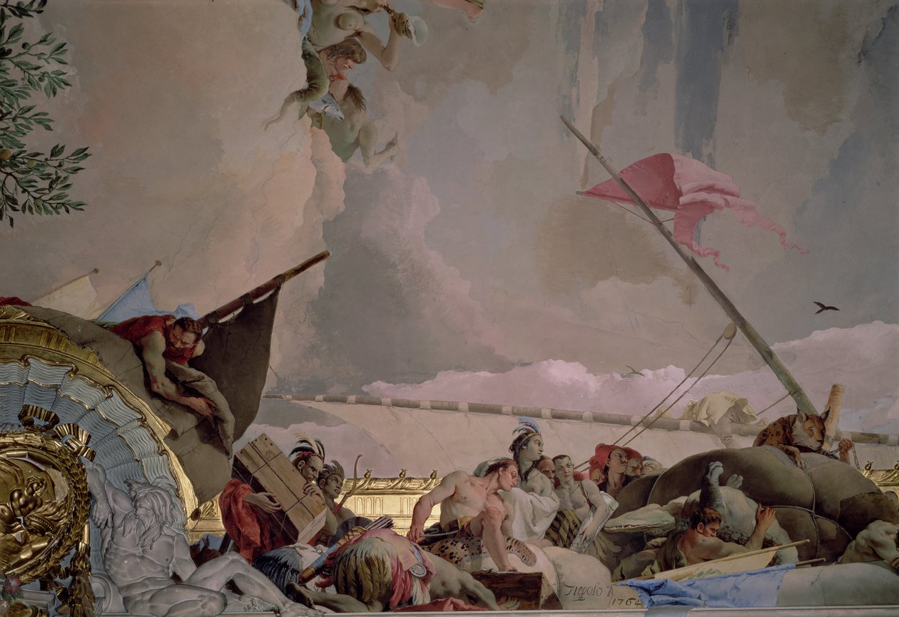 Amerika, detail z The Glory of Spain II, ze stropu trůnního sálu, 1764 (viz také 61757, 62096, 62340) od Giovanni Battista Tiepolo