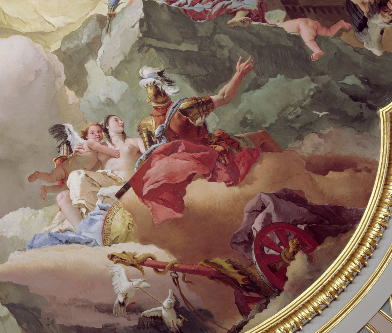Detail fresky Apoteóza španělské monarchie z roku 170577 od Giovanni Battista Tiepolo