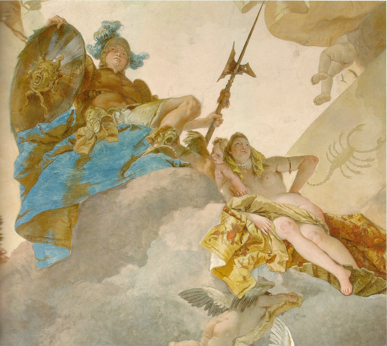 Stropní freska na schodišti rezidence Würzburg, detail od Giovanni Battista Tiepolo