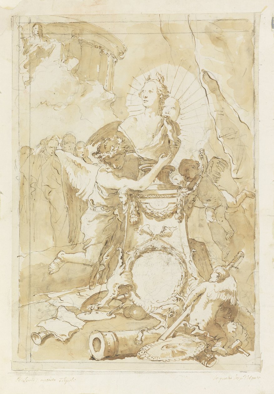 Design pro zasvěcení stránky Karla III Španělska a obojí Sicílie od Giovanni Battista Tiepolo