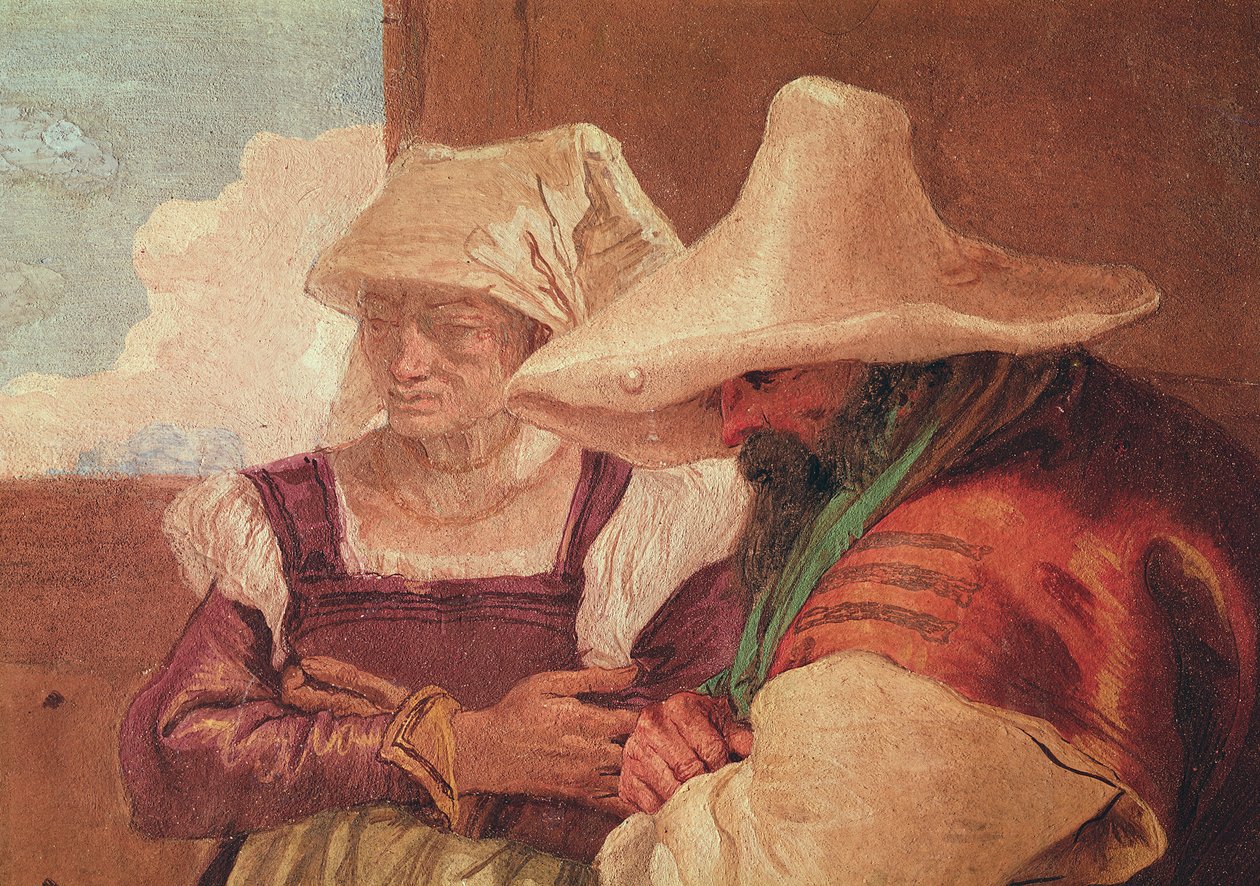 Detail pastýřů z obrazu Angelika a Medoro s pastýři, 1757 od Giovanni Battista Tiepolo