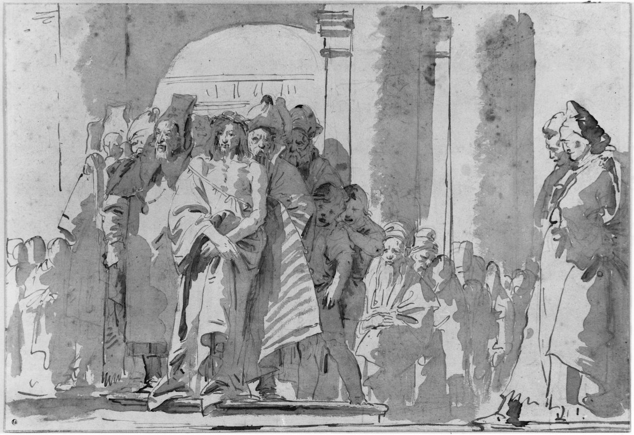 Ecce homo (pero a inkoust a mytí na papíře) od Giovanni Battista Tiepolo