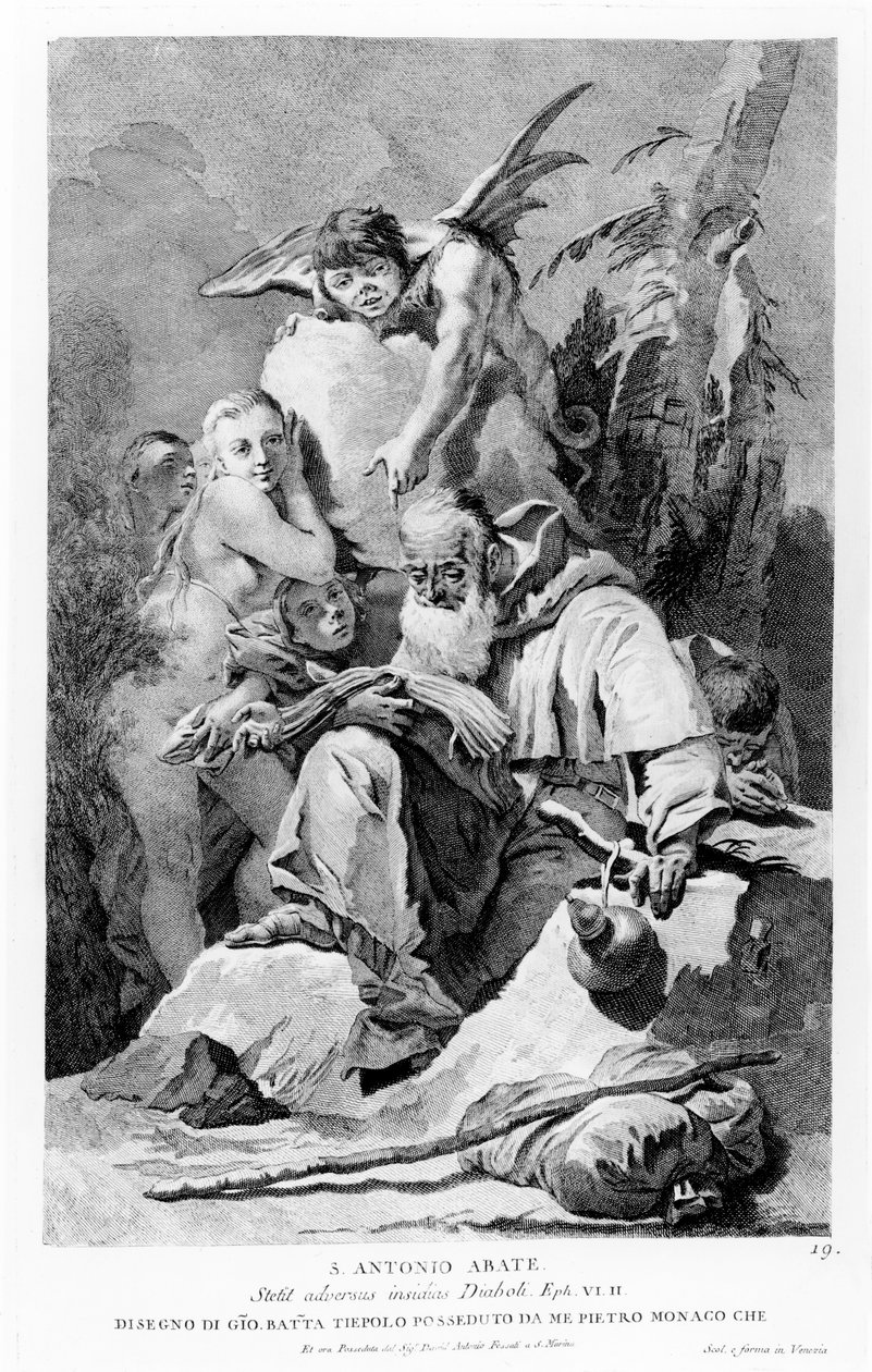 Svatý Antonín opat snášející pokušení ďábla od Giovanni Battista Tiepolo