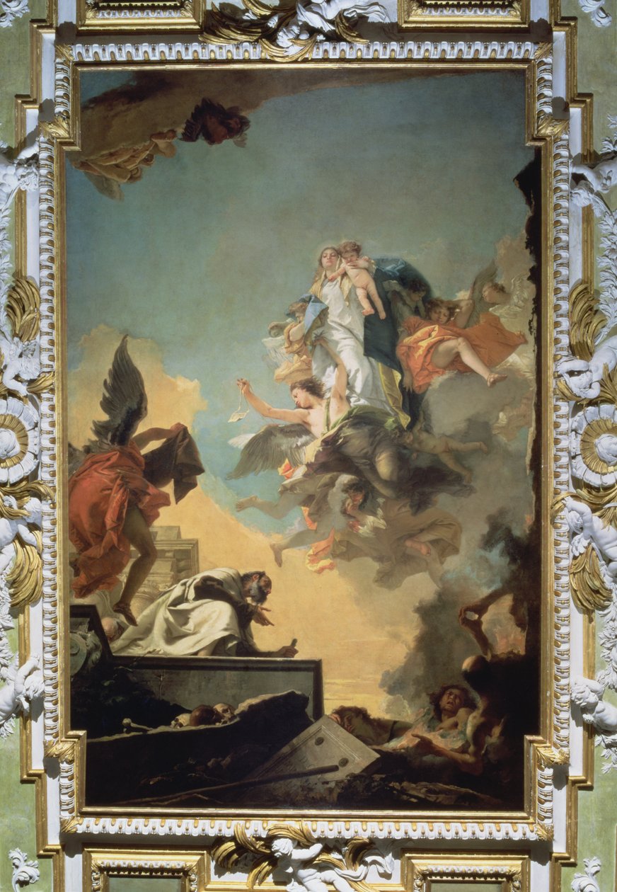 Panna Karmelská dává lopatku blahoslavenému Šimonovi Stockovi, 40. léta 18. století od Giovanni Battista Tiepolo