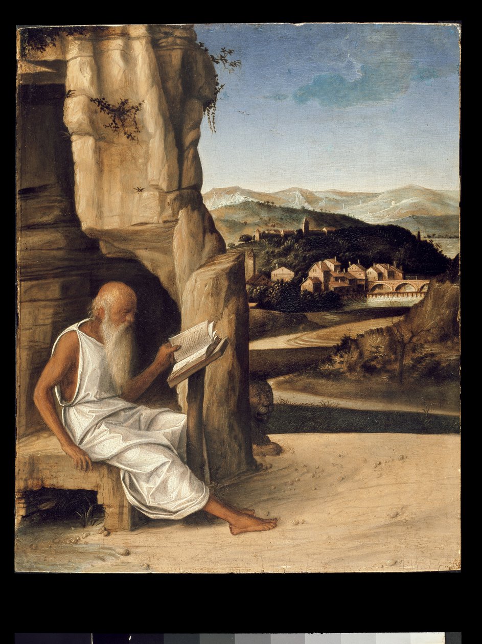 Svatý Jeroným Čtení v krajině od Giovanni Bellini