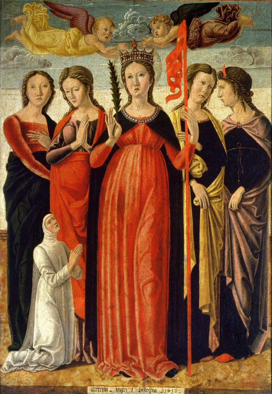 Svatá Uršula a čtyři svatí (tempera na panelu) od Giovanni Bellini