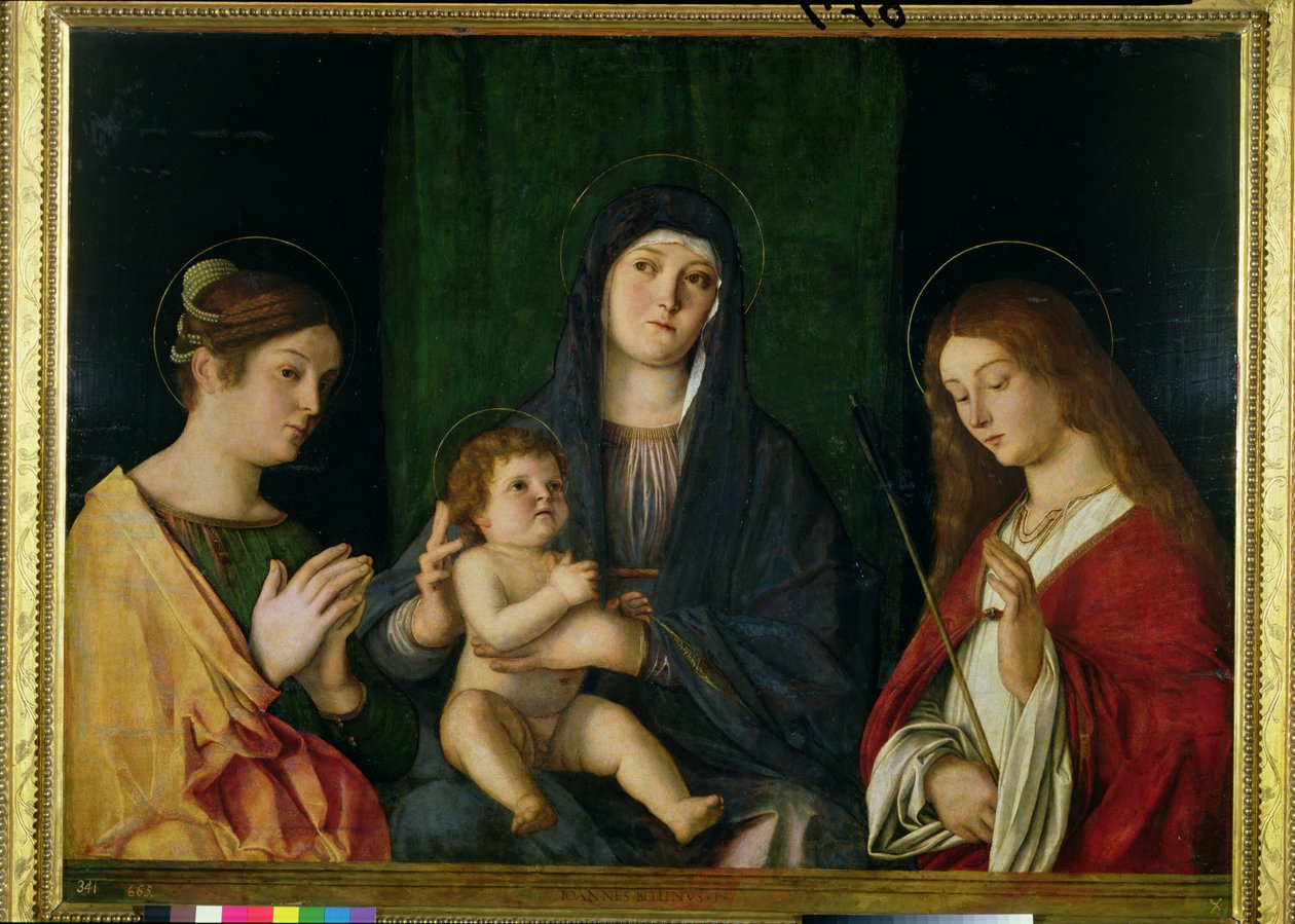 Panna s dítětem se svatou Kateřinou a svatou Uršulou, kolem roku 1490 od Giovanni Bellini