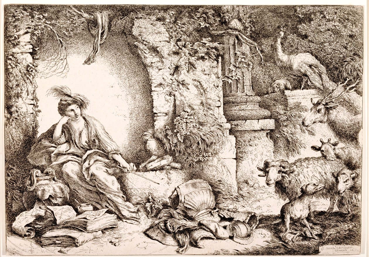Circe měnící Odysseovy muže ve zvířata, cca 1650-1651 od Giovanni Benedetto Castiglione