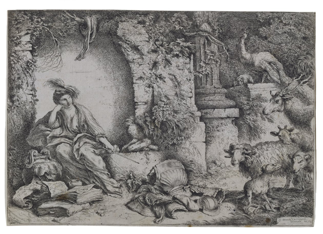 Circe mění Ulysses muže na zvířata, počátek 50. let 17. století od Giovanni Benedetto Castiglione