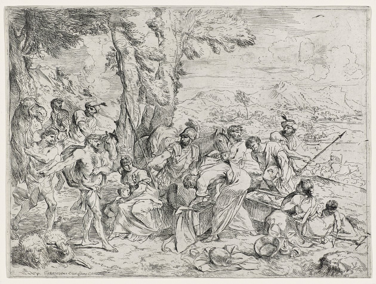 Rachel Concealing Labans Idols or Laban Searching for Idols, c.1630-40 od Giovanni Benedetto Castiglione
