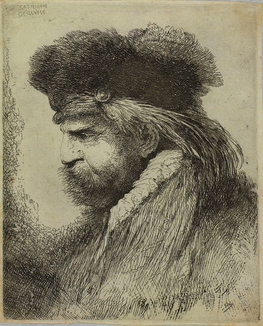 Velké studie hlav v orientální pokrývce hlavy od Giovanni Benedetto Castiglione
