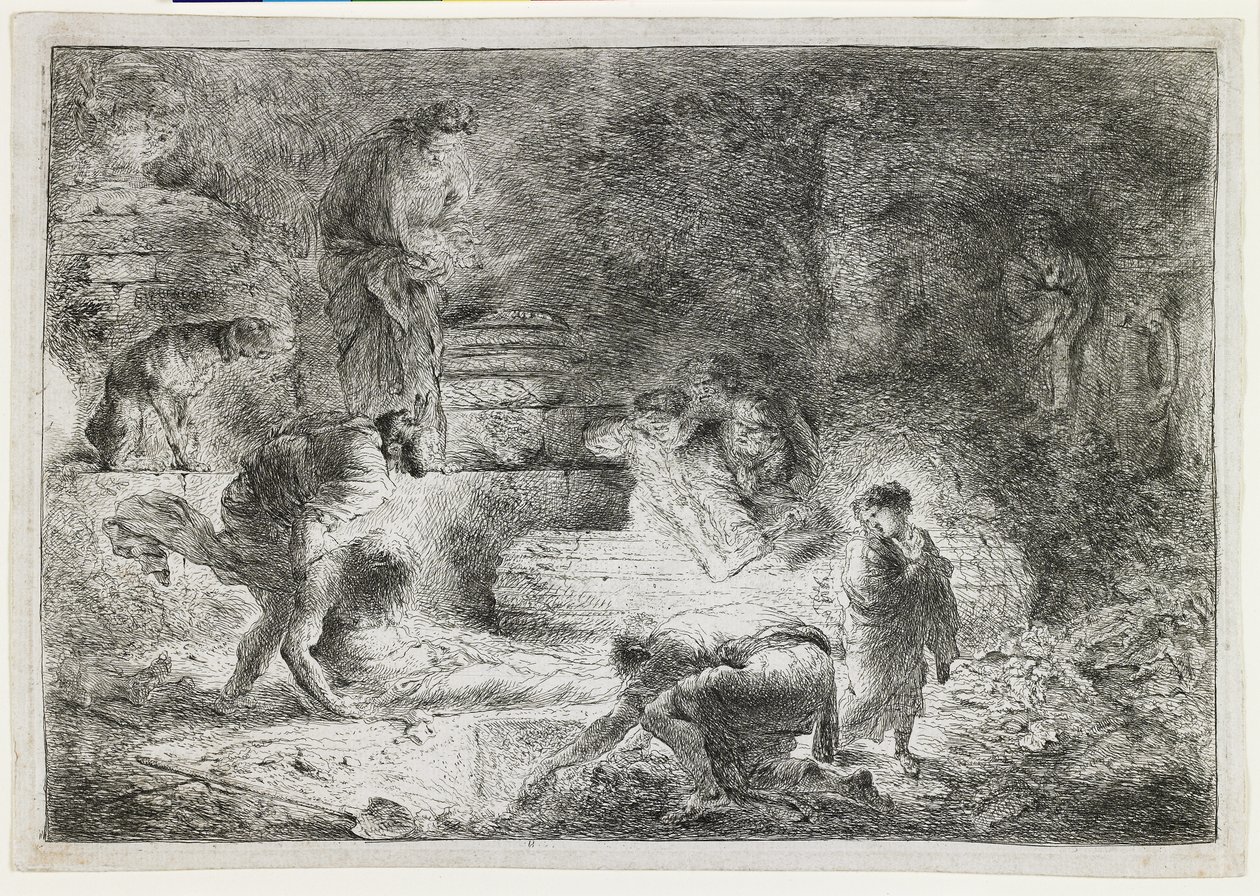 Tobit pohřbívání mrtvých, c. 1650 od Giovanni Benedetto Castiglione