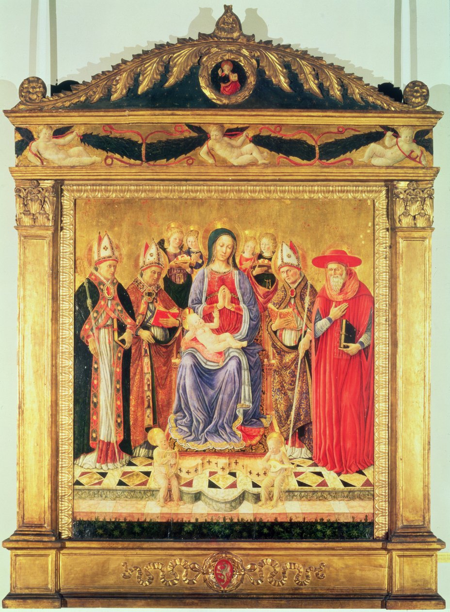 Panna a dítě na trůnu se svatými od Giovanni Boccati or Boccatto