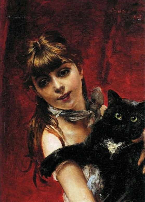 Dívka s černou kočkou Deutsch: Madchen mit schwarze Katzen Polski: Dívka s černou kočkou od Giovanni Boldini