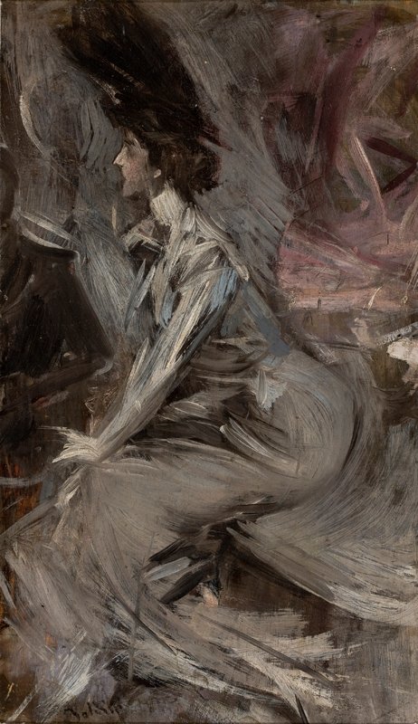 Sitting Lady The Talk Anglicky: Lady Sitting The Talk od Giovanni Boldini