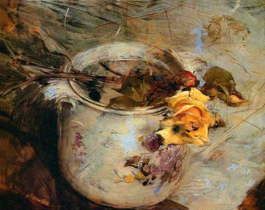 The Rose in Vass of Sassonian Němčina: Rosen ve váze von Sassonian Polski: Roza w wazonie Sassoniin od Giovanni Boldini