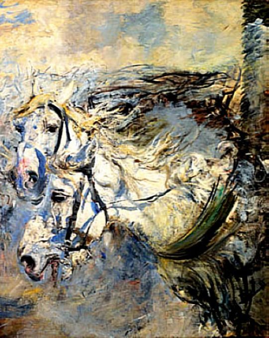 Dva bílí koně Němci: bílí koně Zwei Polski: Dwa biae konien od Giovanni Boldini